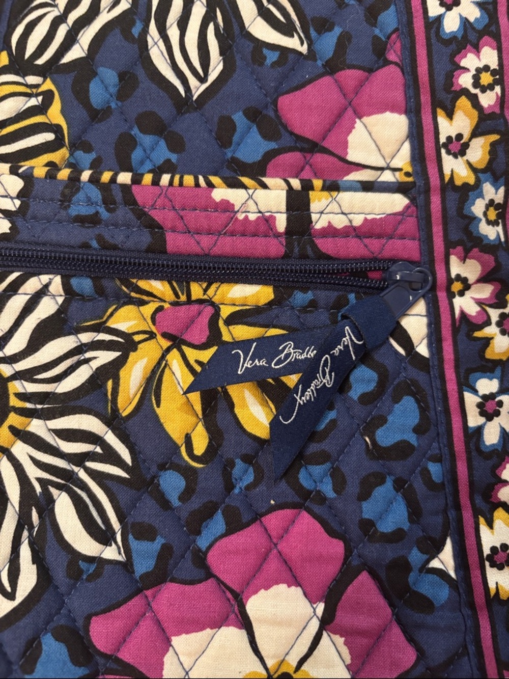 Vera Bradley Floral Quilted Crossbody - Navy, Purple & Yellow - Picture 2 of 7